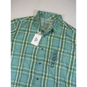 Bob Timberlake Shirt Mens Large Plaid Short Sleeve Button Up Green NWT